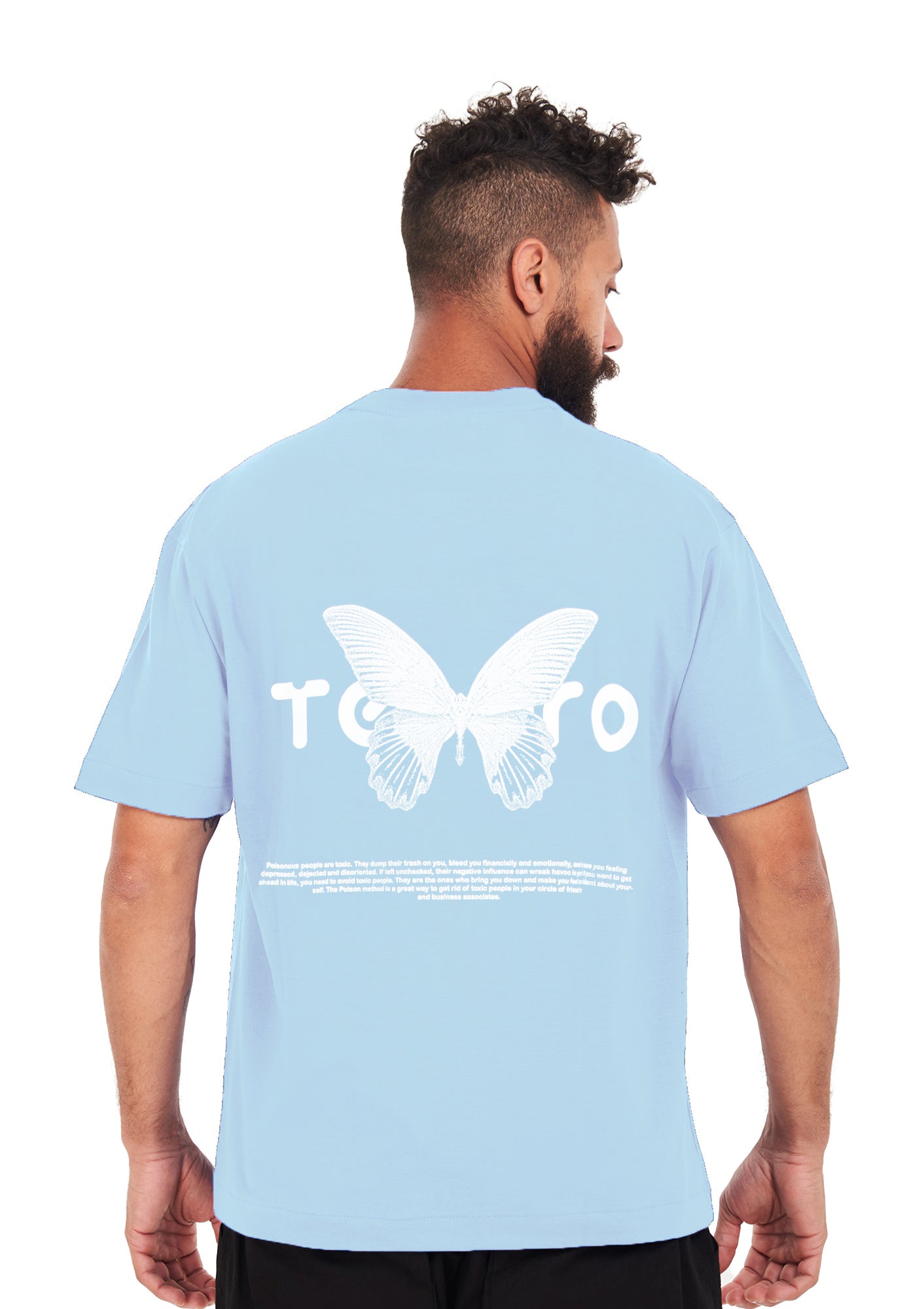 Butterfly tee Oversized printed Sky Blue T-shirt .